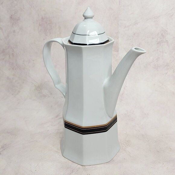 CHRISTOPHER STUART 10"  Black Dress Coffee Teapot Fine China - Picture 10 of 10